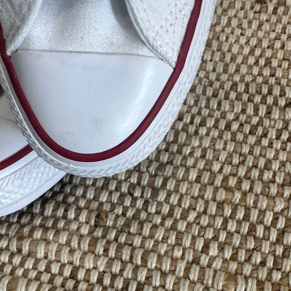 Converse Chuck Taylor White Canvas Sneakers with Red and Blue Accents - Picture 3 of 6